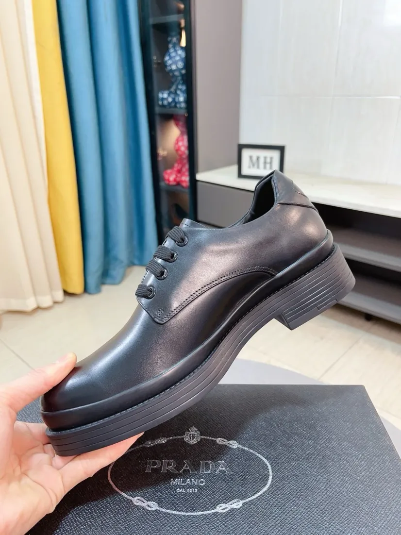 Men's shoes 💰540🌹🌹 [Men's shoes 💰pRADA Prada leather shoes] Top purchasing agent Original imported Italian custom-made open-edge beaded cowhide leather surface, ➕Fully imported water-dyed breathable cowhide lining, original factory special molded sole, super comfortable, code number: 38-44